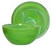 Colorful Recycled Art Glass Medium Lime Green Salad Bowl 7"D, 3.25"H - Set / 2