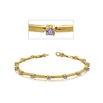 Tanzanite Bracelet 14K Gold Round Tanzanite Smooth Gold