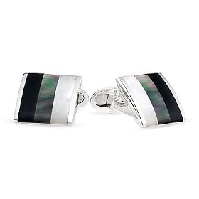 Sterling Silver Onyx, White and Grey Mother Of Pearl Cufflinks by Onyx Cufflinks