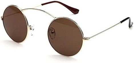 Jimmy Meng Colorful circular reflective sunglasses sunglasses for men and women the influx of people with a small metal box color Sunglasses (Dark brown)