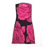 Exotic Dancer Short Tube Dress - Sheer See Through Mesh Flower
Print BLACK / PINK