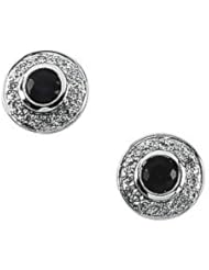 Ann Harrington Jewelry 14k White Gold 3.5 mm Genuine Blue Sapphire And 1/10 Ct Tw Diamond Bezel Earrings