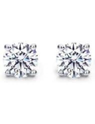 1.20 ct Ladys Round Cut Diamond Stud Earrings In 14 Karat White Gold Screw Back