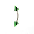 STAINLESS STEEL EYEBROW BLACK & GREEN STRIPES Gauge: 16, Ball Size: 4mm, Length: 10mm Sold as a Pair