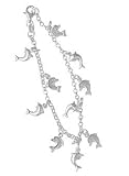 Sterling Silver Wide Rolo Link Dolphin Charm Bracelet