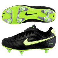 Nike Tiempo Natural II Soft Ground Football Boots - Black/Volt/Silver - Kids