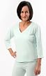 Veria Loungwear 3/4 Sleeve Top - Soft Blue, Organic Cotton