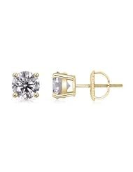 1.5 ct Solitaire Diamond Stud Earrings in Yellow Gold