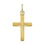 14K Yellow Gold Children's 0.01 ct. Diamond Cross Pendant with Cable Chain - 15"