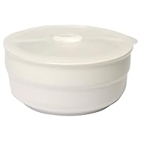Housewares International 4-In-One 28-Ounce Ceramic Baking and Storage Dish with Silicone Snap Lock Lid, 5-3/4-Inch Round, White