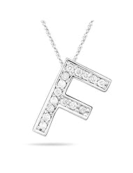 0.30 Cts Diamond F Initial Pendant in 14K White Gold