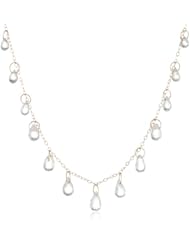 Melissa Joy Manning 14k Gold with 15 Single Drop White Topaz Briolettes Necklace, 18"