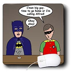  Rich Diesslins Funny General Cartoons - Super Hero Parody with Batman and Robin at the bar - Mouse Pads