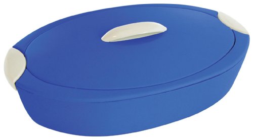 Enjoy by ThermaWare 3.12 Quart Marine Blue and Light Grey Oval Thermal Server
