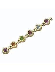 14k Solid Gold Round Semi Precious Stone Bracelet (6.40 cts.tw.)