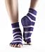 ToeSox Half Toe Yoga/Pilates Toe Socks With Grips, Purple Stripe, Medium