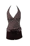 Marina West Two Piece Boyshorts Tankini Swimsuit, Brown with Polka Dots, S-xxl