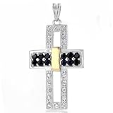 Sterling Silver/18K Gold White/Blue Sapphire Pendant