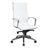 Office Star 74603LT Deluxe Eco Leather Back and Seat High Back Managers Chair with Polished Aluminum Arms and Base Leather: White