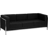 Flash Hercules Imagination Series Contemporary Black Leather Sofa with Encasing Frame