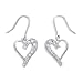 Rhodium Plated Sterling Silver Heart French Wire title=