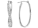 14KT WG DIAMOND ACCENT OVAL WAVE HOOP EARRINGS