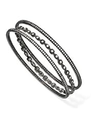 Genuine IceCarats Designer Jewelry Gift Sterling Silver Black-Plated Cz Three Bangle Set In 8.00 Inch
