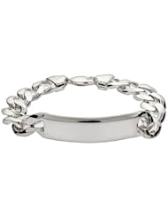 Sterling Silver Italian Figaro Link Curb ID Bracelet - 10in - Chain Width: 9mm