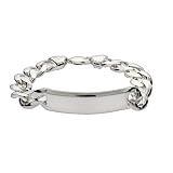 Eve's Addiction Men's Heavy Curb Link Sterling Silver ID Bracelet