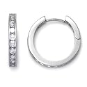 Sterling Silver Cubic Zirconia 20MM Eternity Channel Set CZ Hoop Earrings