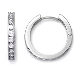 Sterling Silver Cubic Zirconia 20MM Eternity Channel Set CZ Hoop Earrings
