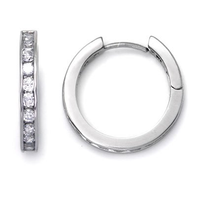 Sterling Silver Cubic Zirconia 20MM Eternity Channel Set CZ Hoop Earrings
