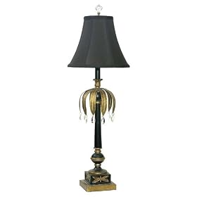 Black and Gold Weeping Palm Table Lamp