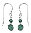 Liquid Solid Sterling Silver Green Jade & Green Crystal Earrings