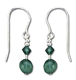 Liquid Solid Sterling Silver Green Jade & Green Crystal Earrings