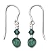 Liquid Solid Sterling Silver Green Jade & Green Crystal Earrings