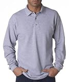 High Quality Gildan Adult Ultra Cotton Long Sleeve Pique Polo - Sports Grey