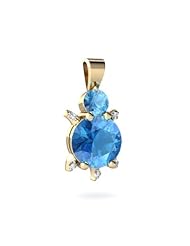 Genuine Blue Topaz 14kt Yellow Gold Turtle Pendant