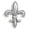 Fleur-De-Lis Pin Antiqued and Polished Sterling Silver