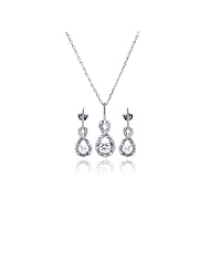Nickel Free Sterling Silver Pendant & Earring Sets Figure 8 CZ Set Length: 15.15mm Width: 8mm