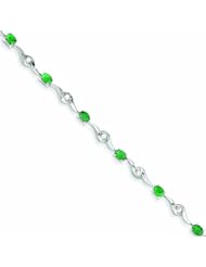 Genuine 14K White Gold White Gold With White Sapphire And Emerald Gemstone Bracelet 4 Grams Of Gold 100% Satisfaction Guaranteed.