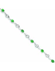 2.1 Carat 14K White Gold w/ White Sapphire and Emerald Gemstone Bracelet