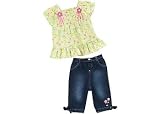 Sunshine Baby Lime Peasant Top Denim Capri Set