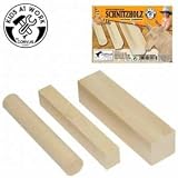 Holz Schnitzholz Rund 2,5x15cm kl.eckig 2,5x2x15cm gr.3,5x3,5x15cm A600566