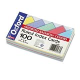 Recycled Oxford Color-Pack Index Cards, Ruled, 3x5, 20 Each 5 Colors, 100/Pack ESS40280