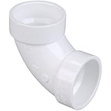 NIBCO 4807 Series PVC DWV Pipe Fitting, 90 Degree Elbow, Hub