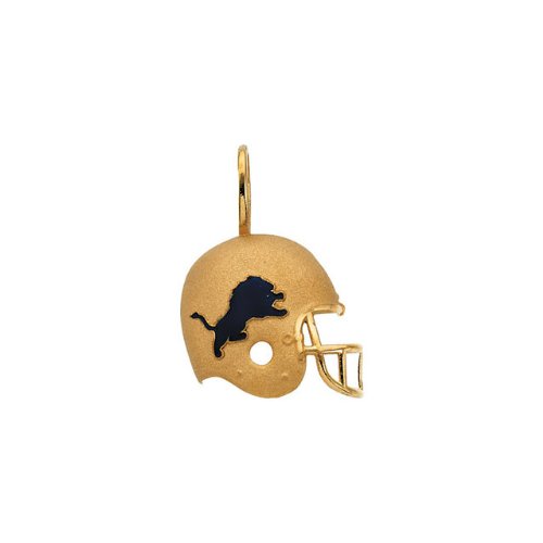 14k Yellow Gold and Green Enamel Detroit Lions Helmet Pendant