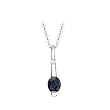 14K White Gold 0.02 ct. Diamond and 1/4 ct. Sapphire Necklace -16''