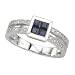 14K White Gold Square Sapphire & Diamond Ring