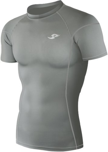 New 023 skin tight compression base layer gray t shirt short slee…